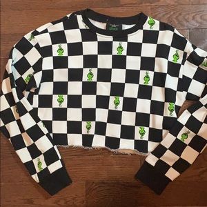 Grinch white & black crop top (sweatshirt material
